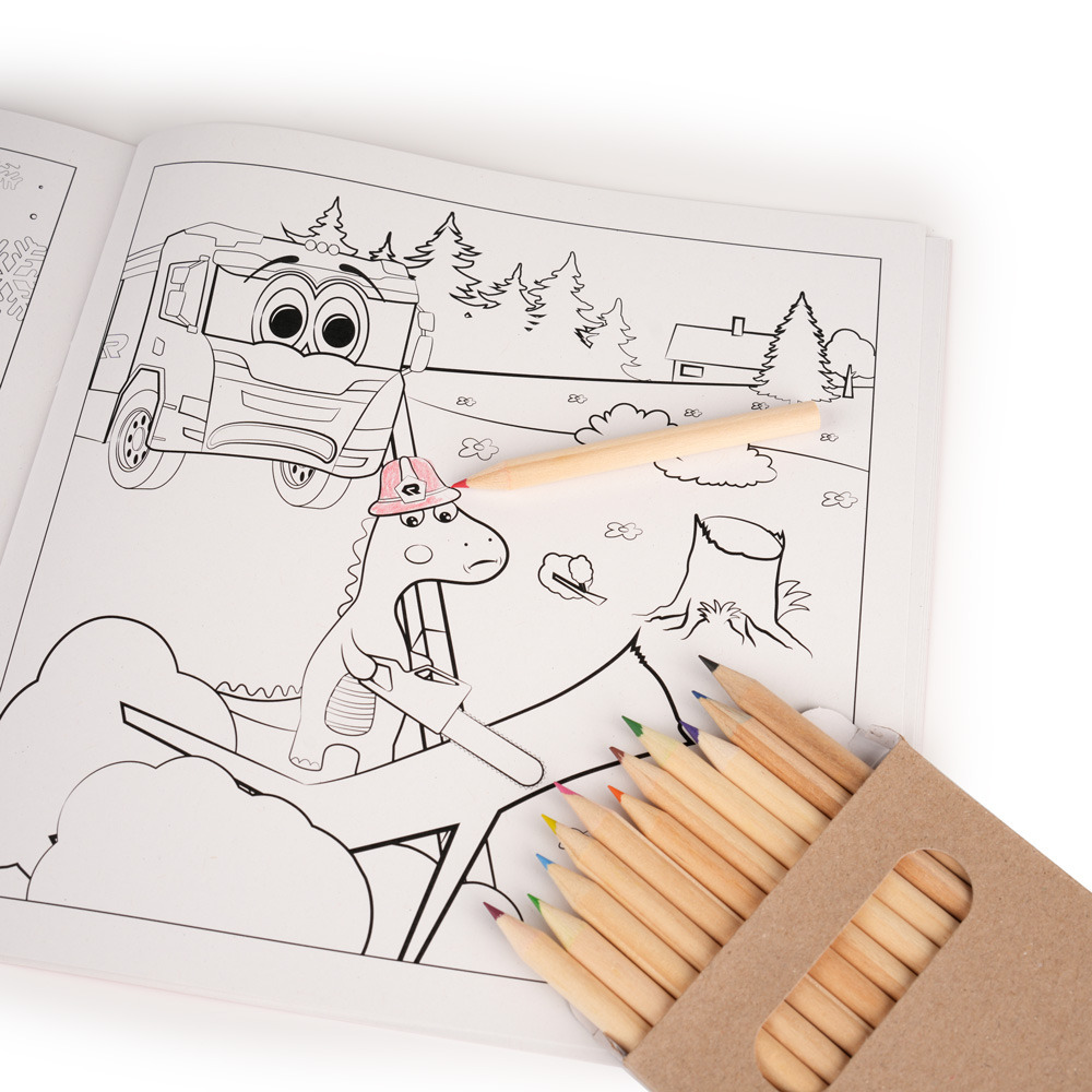 Coloring book set with colored pencils for kids